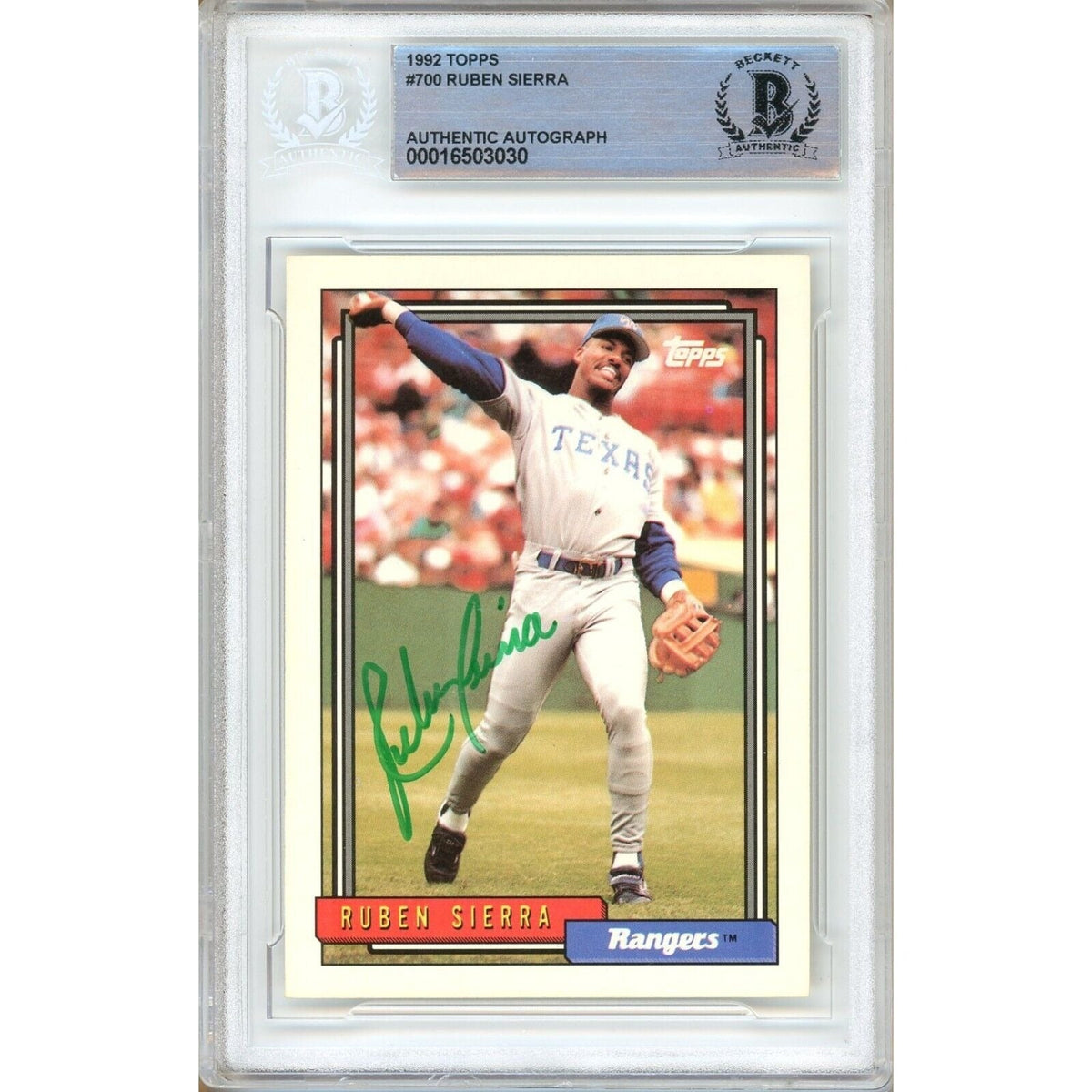 Ruben Sierra Texas Rangers Signed Autographed Trading Card Beckett BAS