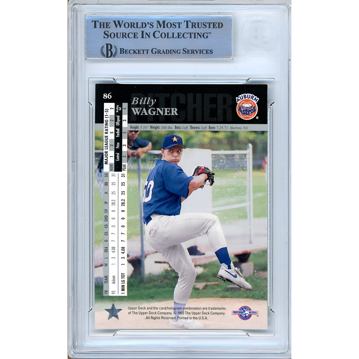 Billy Wagner Upper Deck Minors Autograph Trading Card Beckett BAS