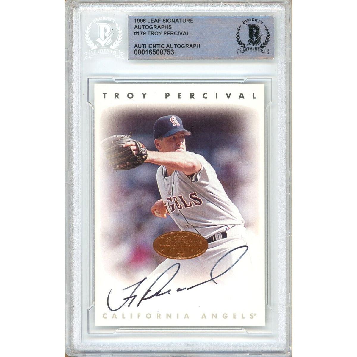 Troy Percival Autographed Trading Card Beckett BAS