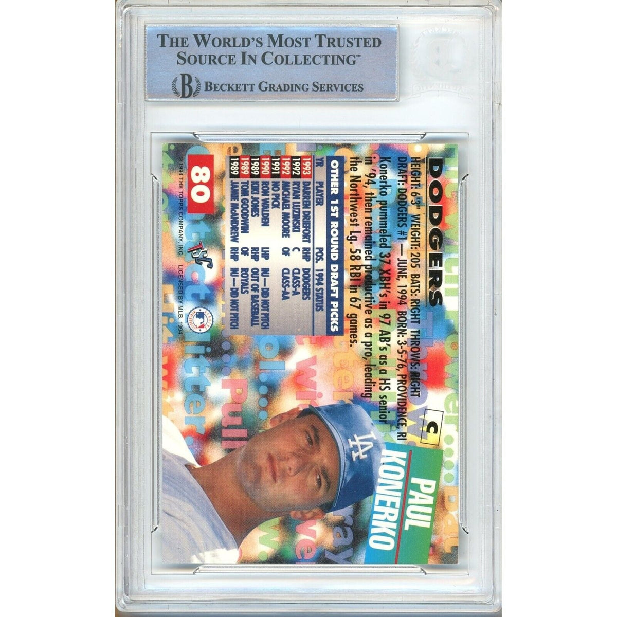 Paul Konerko Autograph Trading Card Beckett BAS