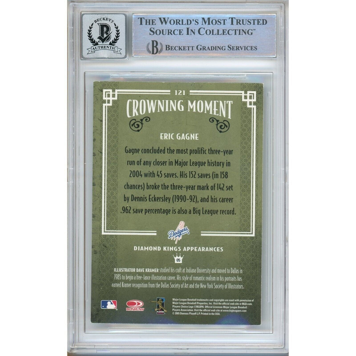 Eric Gagne Donruss Diamond Kings Signed Trading Card Beckett BGS