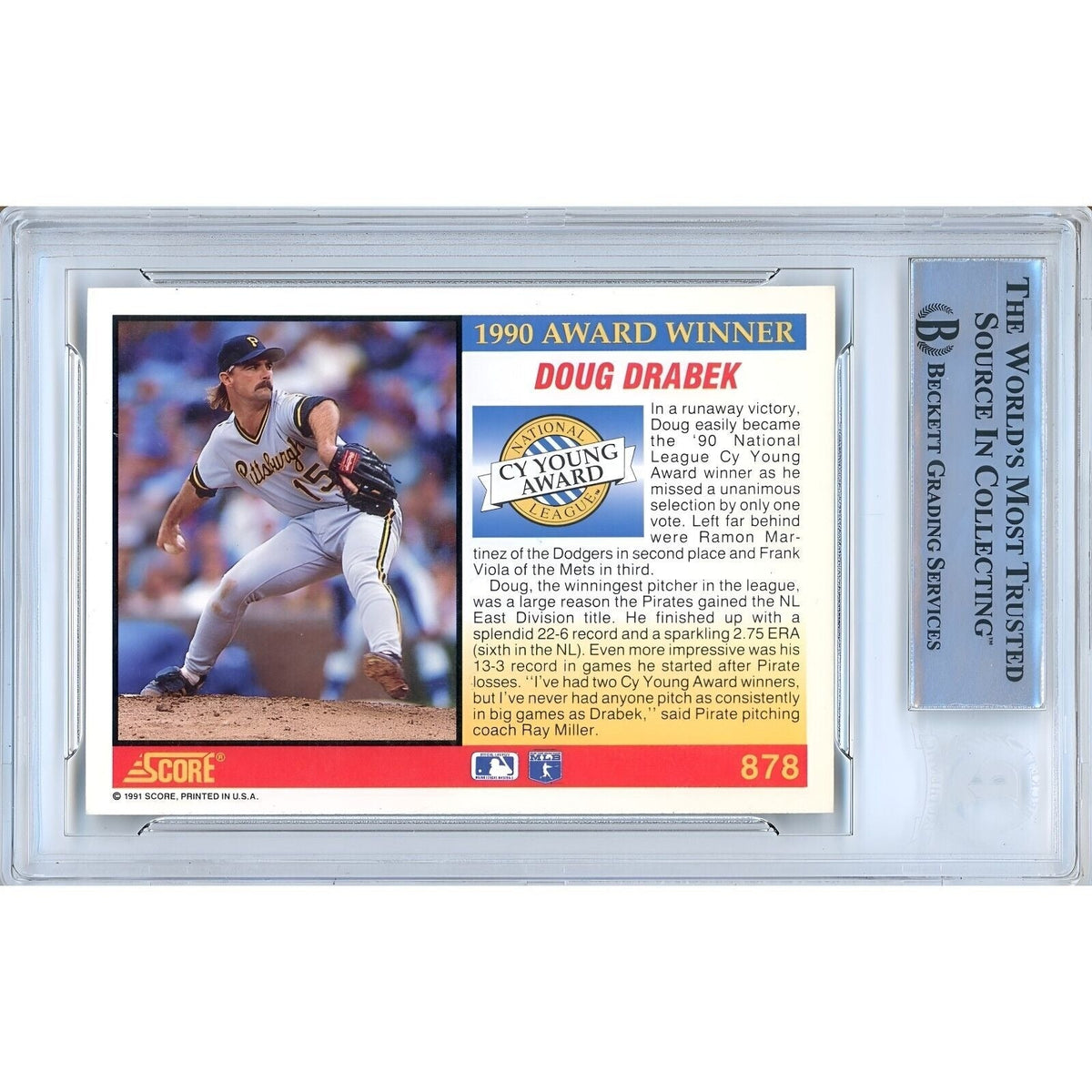 Doug Drabek Pittsburgh Pirates Autographed Signed Trading Card Beckett BAS