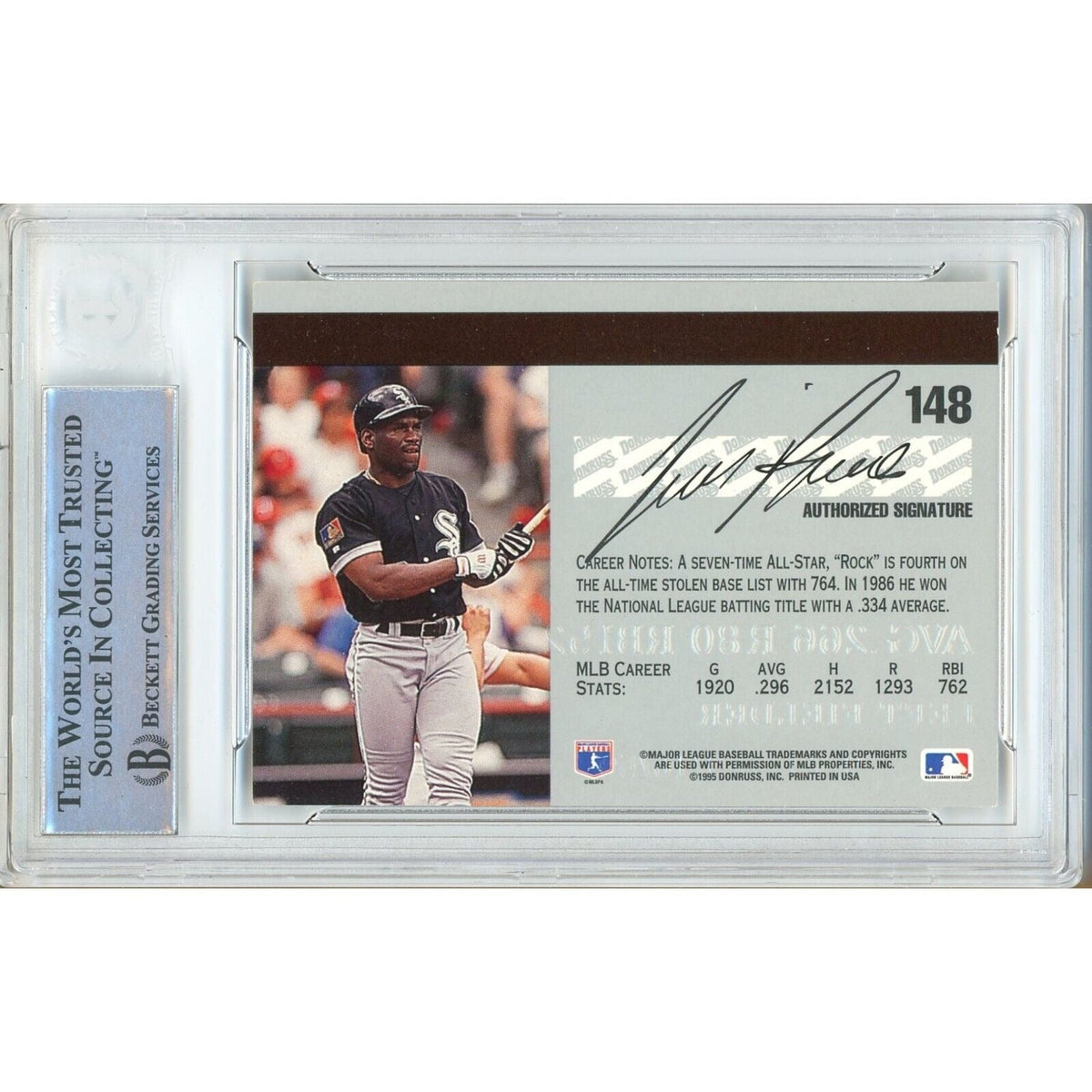 Tim Raines Chicago White Sox Autograph Trading Card Beckett BAS