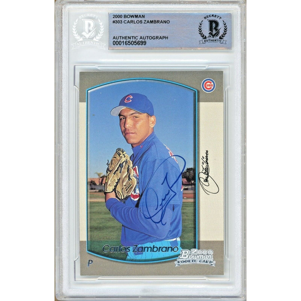 Carlos Zambrano Chicago Cubs Autographed Trading Card Beckett BAS