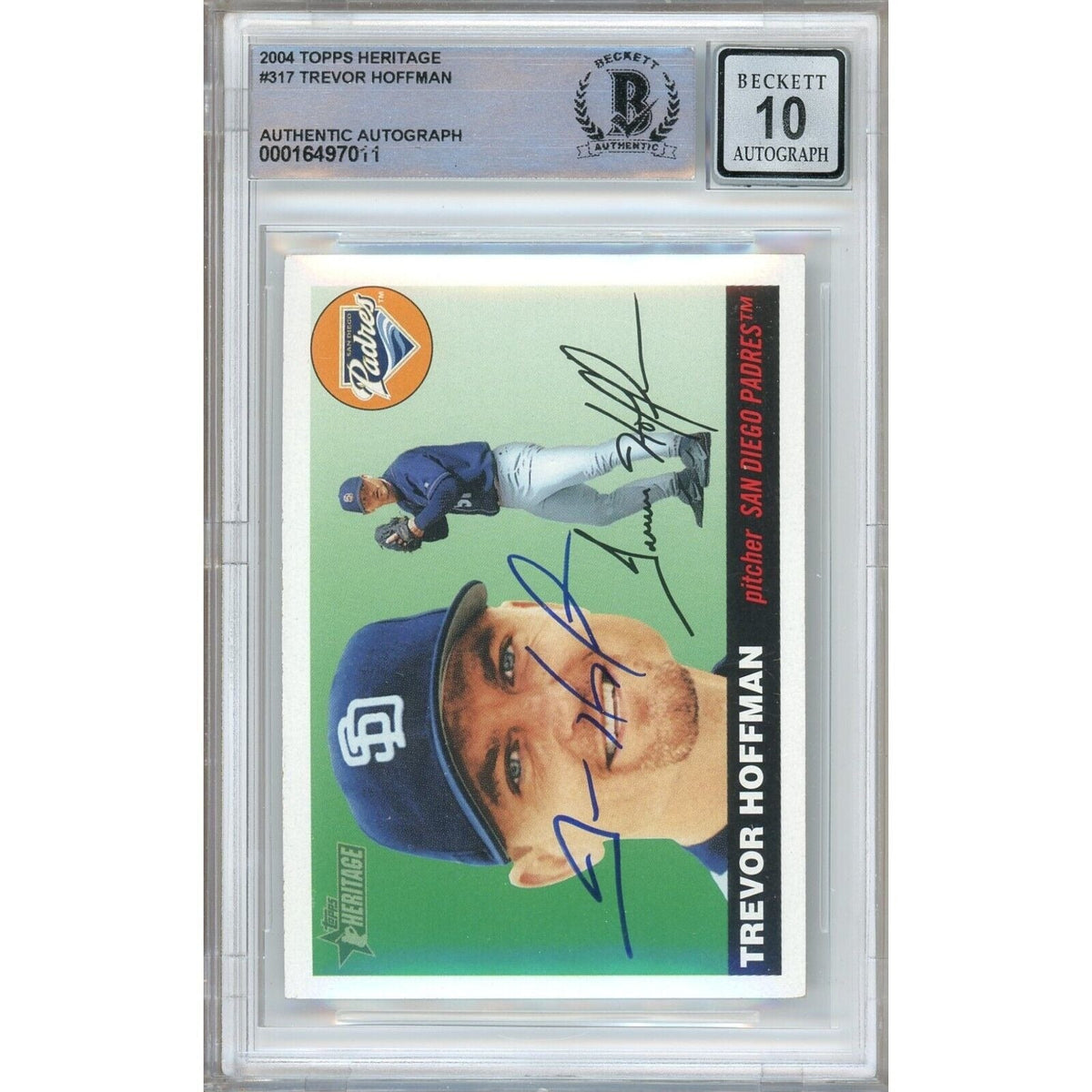 Trevor Hoffman San Diego Padres Signed Trading Card Beckett BGS