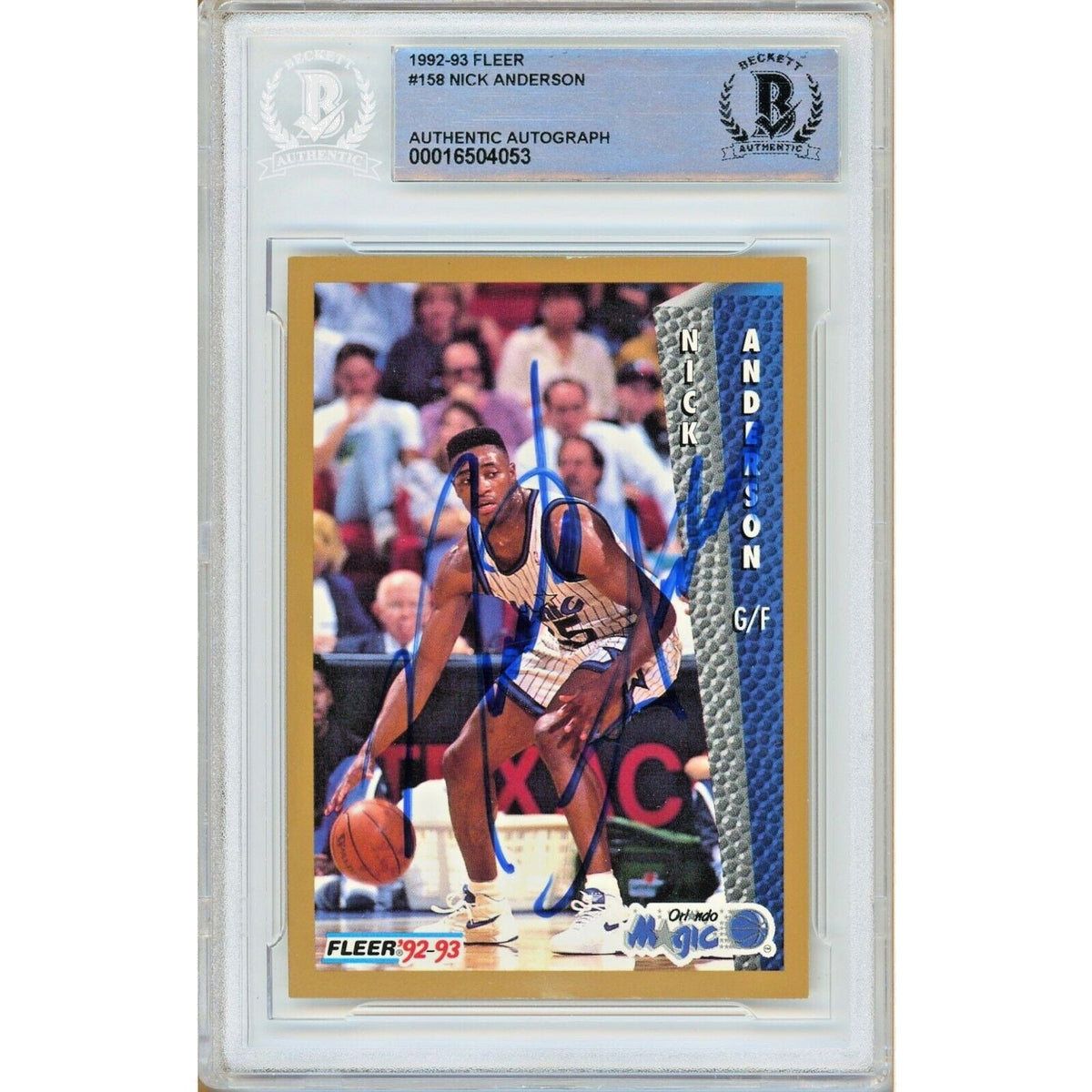 Nick Anderson Orlando Magic Signed Autographed Trading Card Beckett BAS