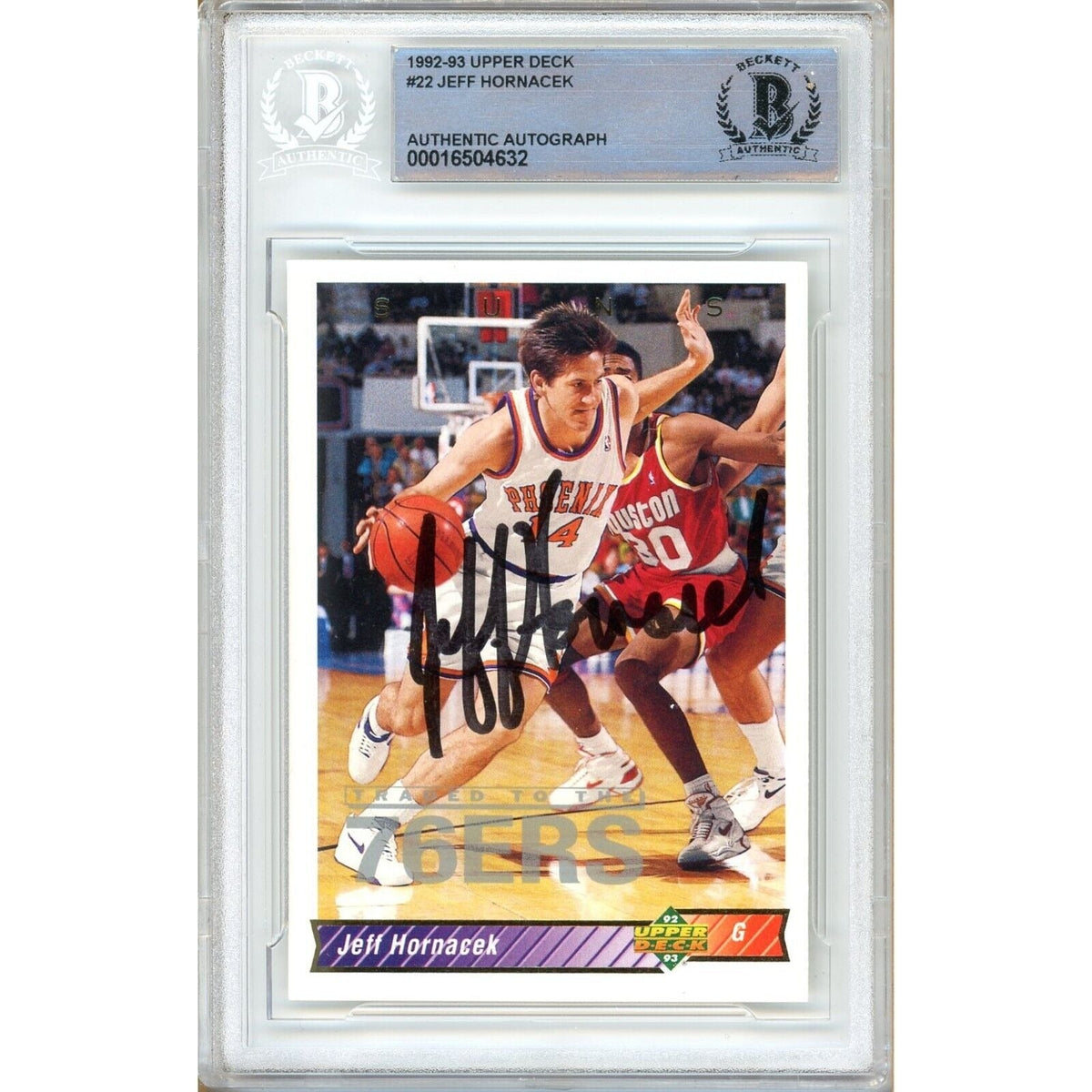 Jeff Hornacek Upper Deck Autographed Trading Card Beckett BAS