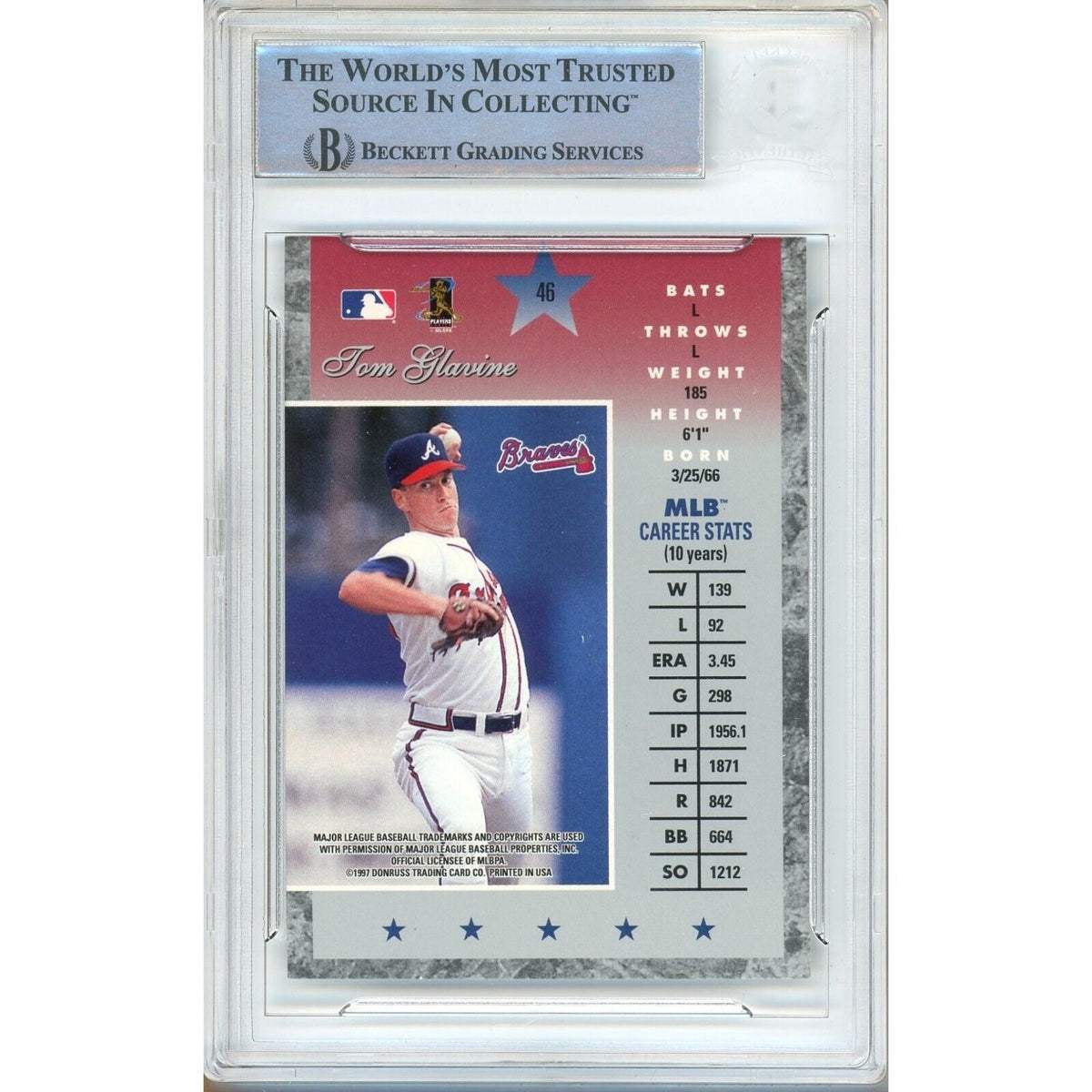 Tom Glavine Atlanta Braves Signed Trading Card Beckett BAS