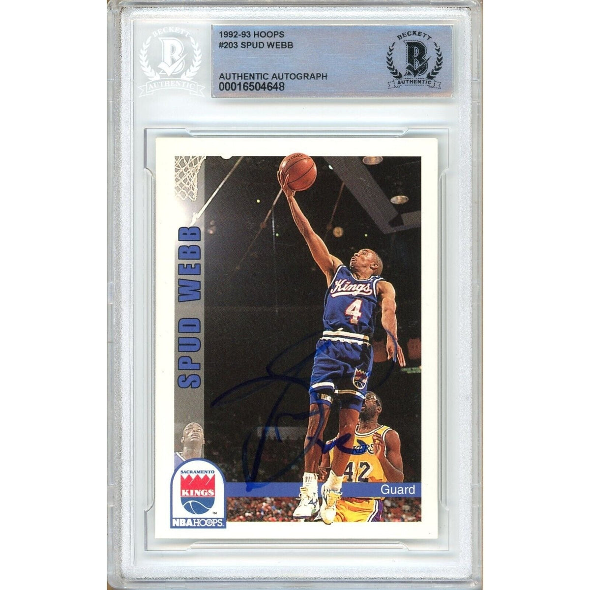 Spud Webb Sacramento Kings Signed Autographed Trading Card Beckett BAS