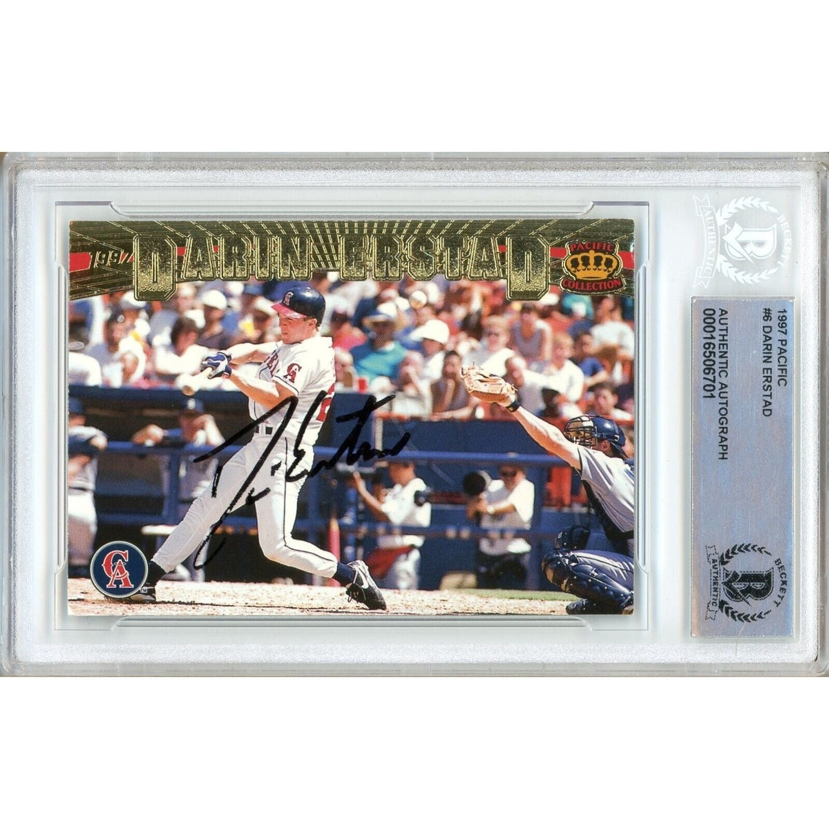 Darin Erstad Los Angeles Angels Autographed Trading Card Beckett BAS