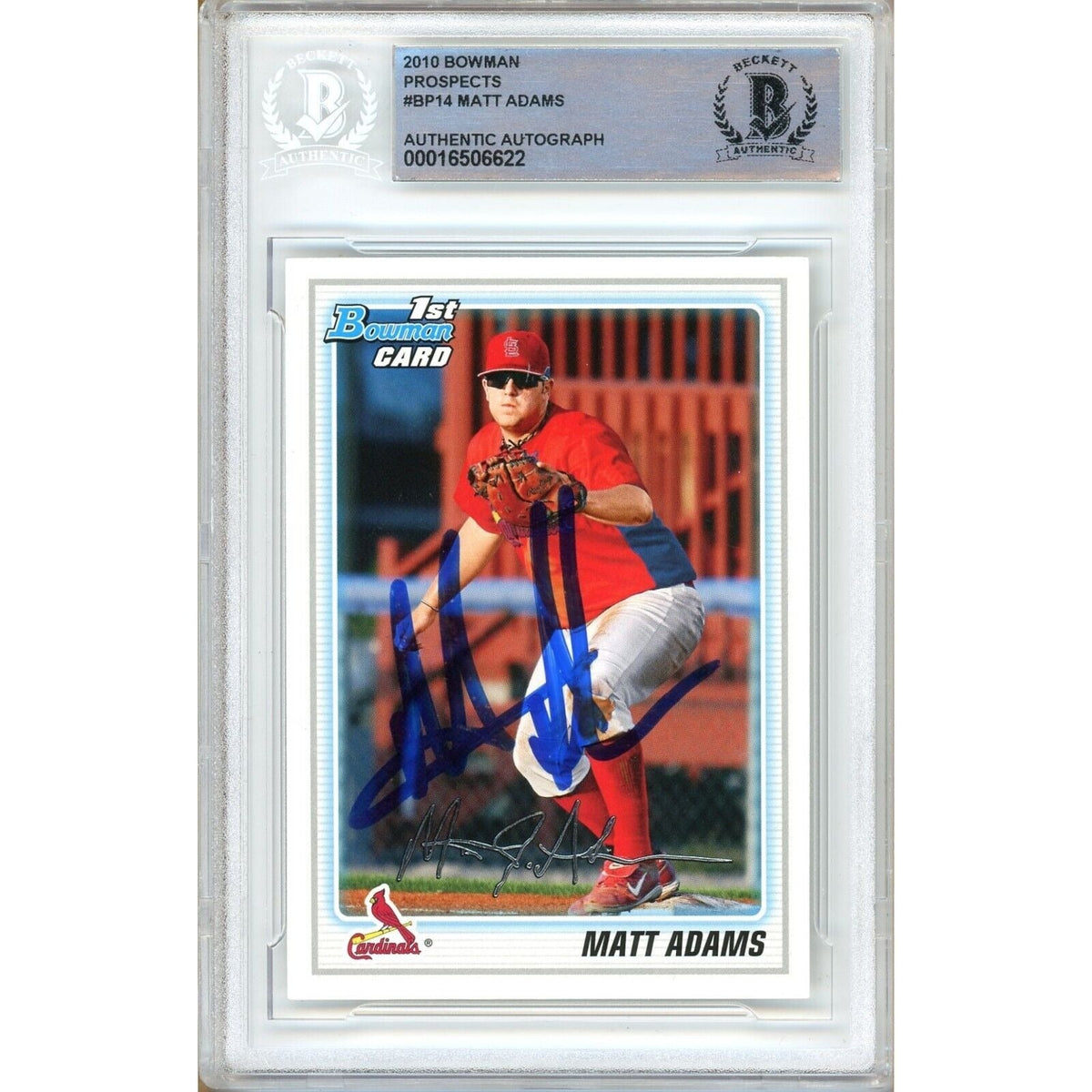 Matt Adams St Louis Cardinals Autographed Trading Card Beckett BAS