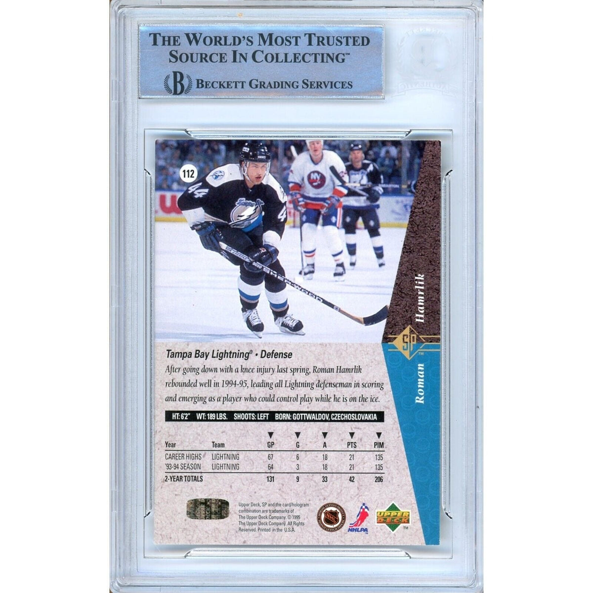 Roman Hamrlik Tampa Bay Lightning Signed Trading Card Beckett BAS