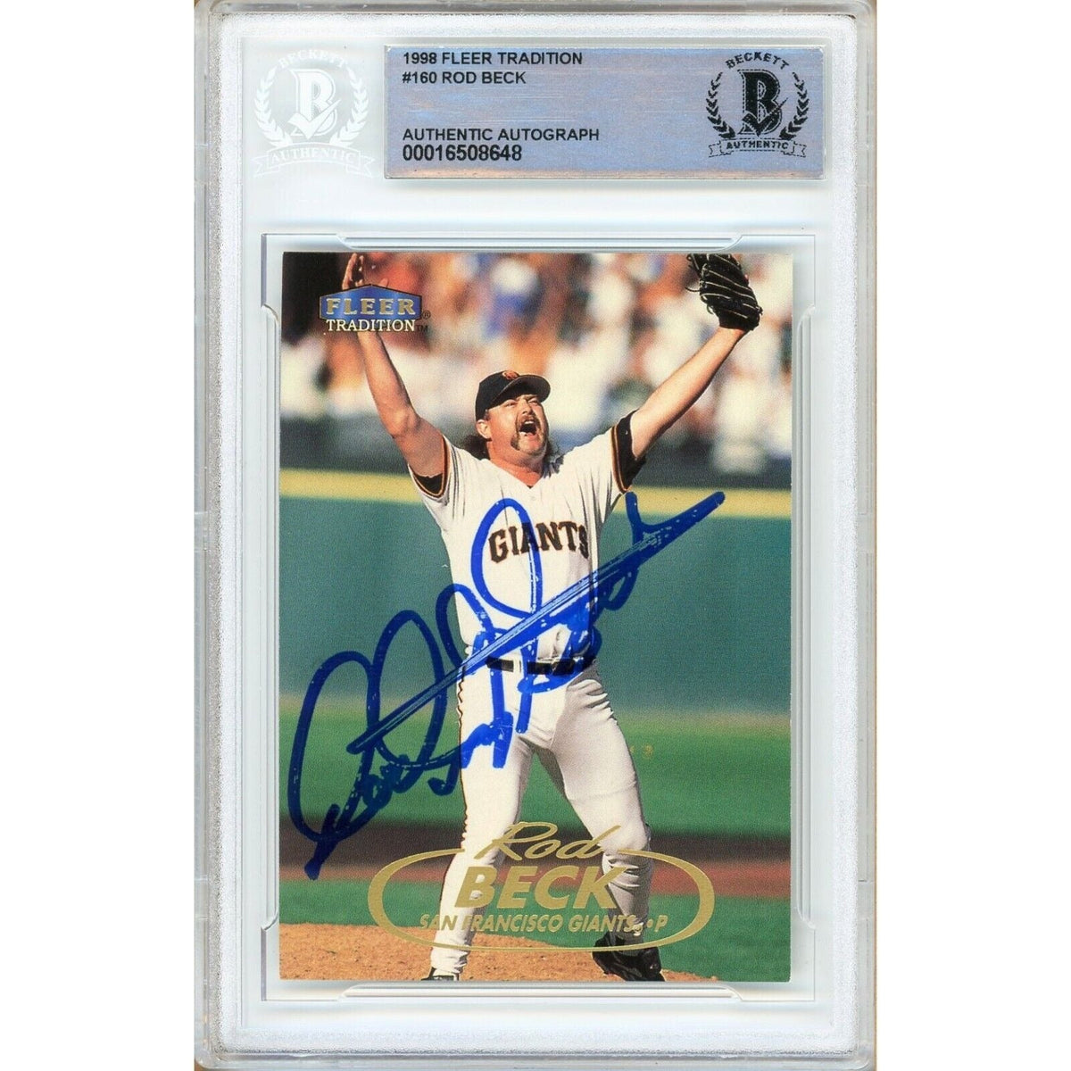 Rod Beck San Francisco Giants Autographed Trading Card Beckett BAS