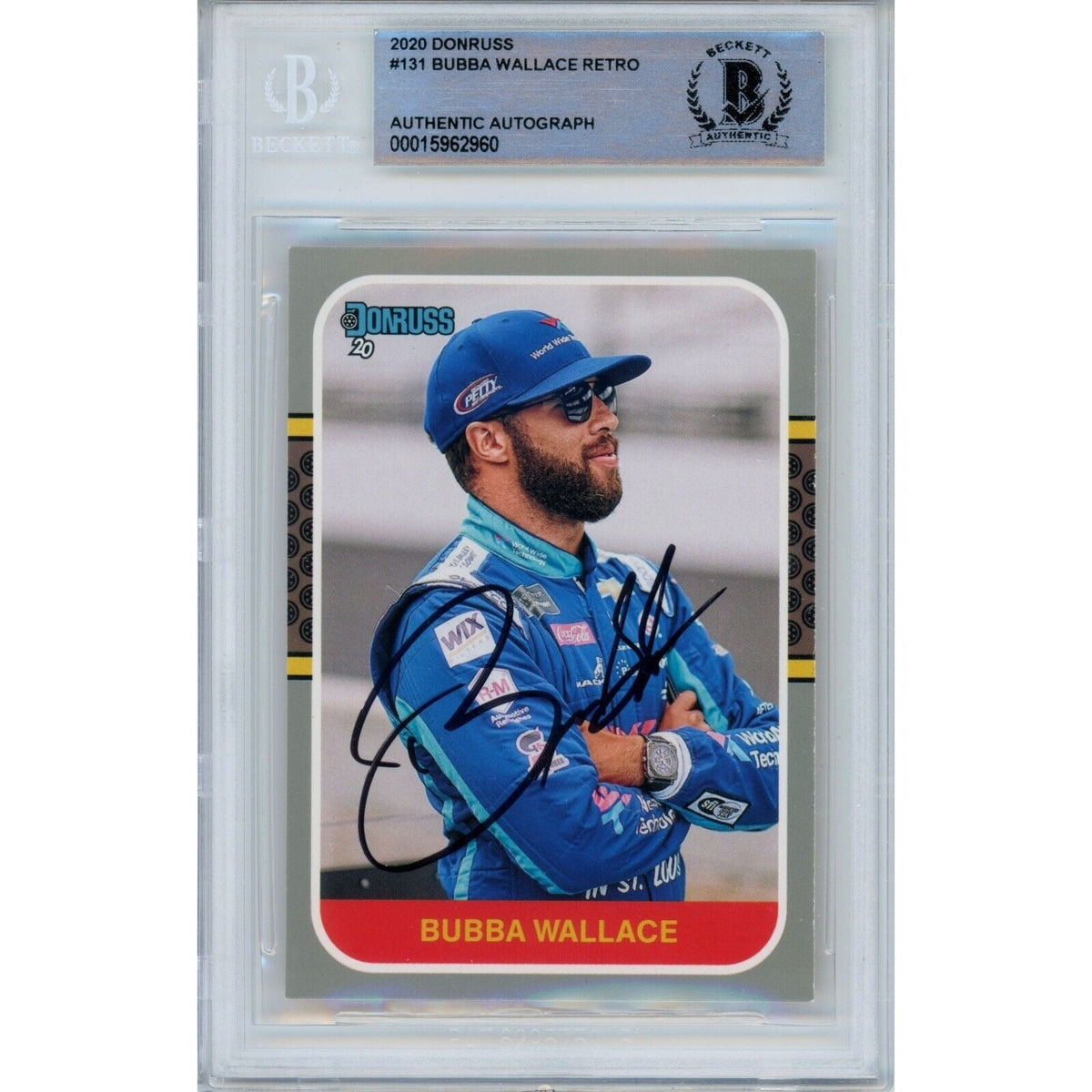 Bubba Wallace Donruss Retro Autographed Trading Card Beckett BAS