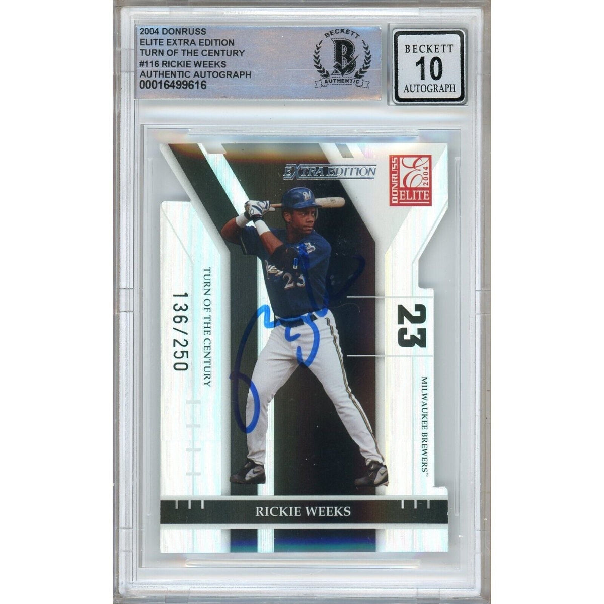 Rickie Weeks Signed Autographed Trading Card Beckett BGS