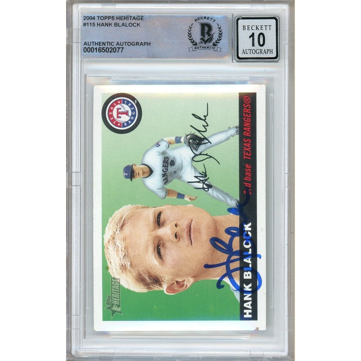 Hank Blalock Topps Heritage Signed Trading Card Beckett BGS