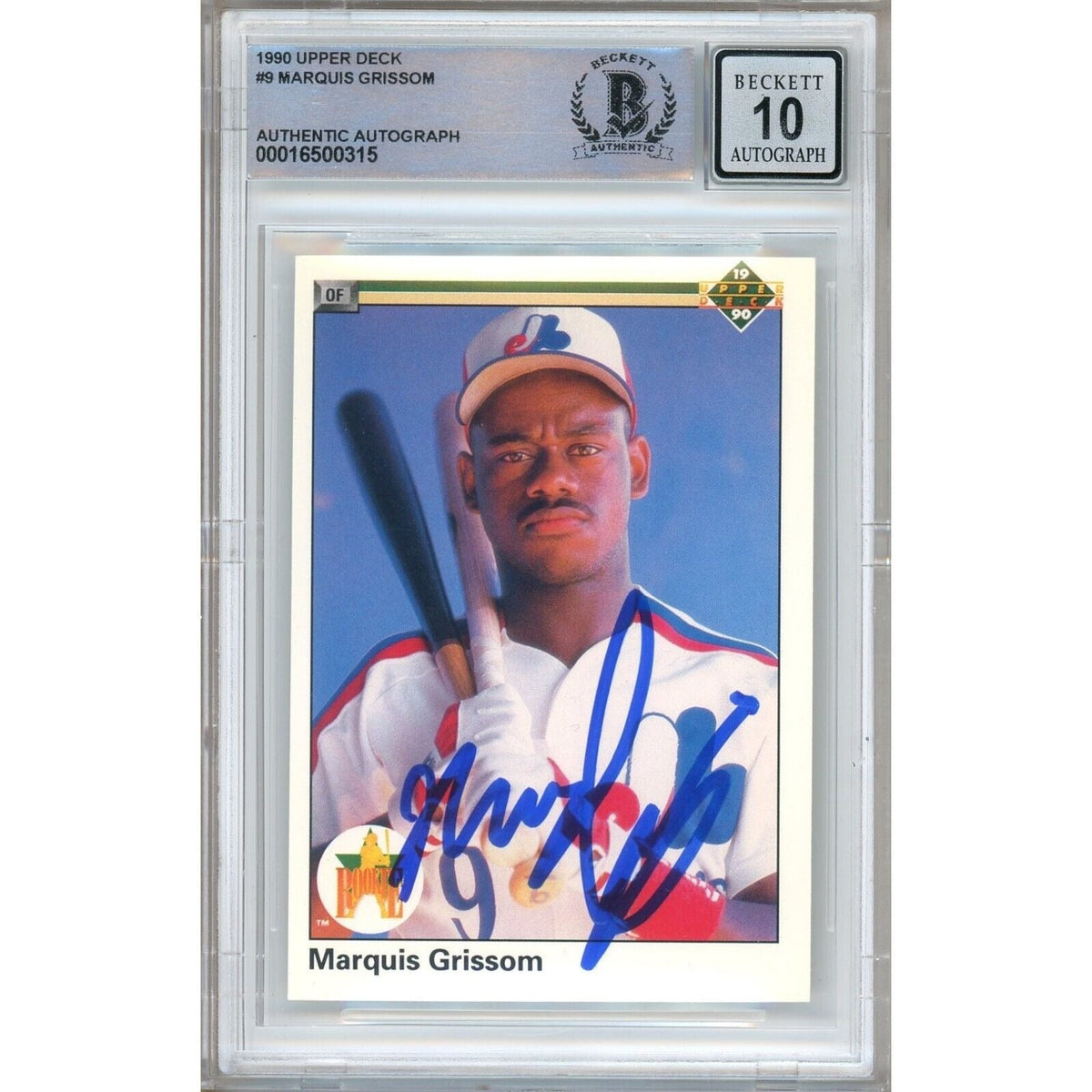 Marquis Grissom Montreal Expos Signed Autographed Trading Card Beckett BGS