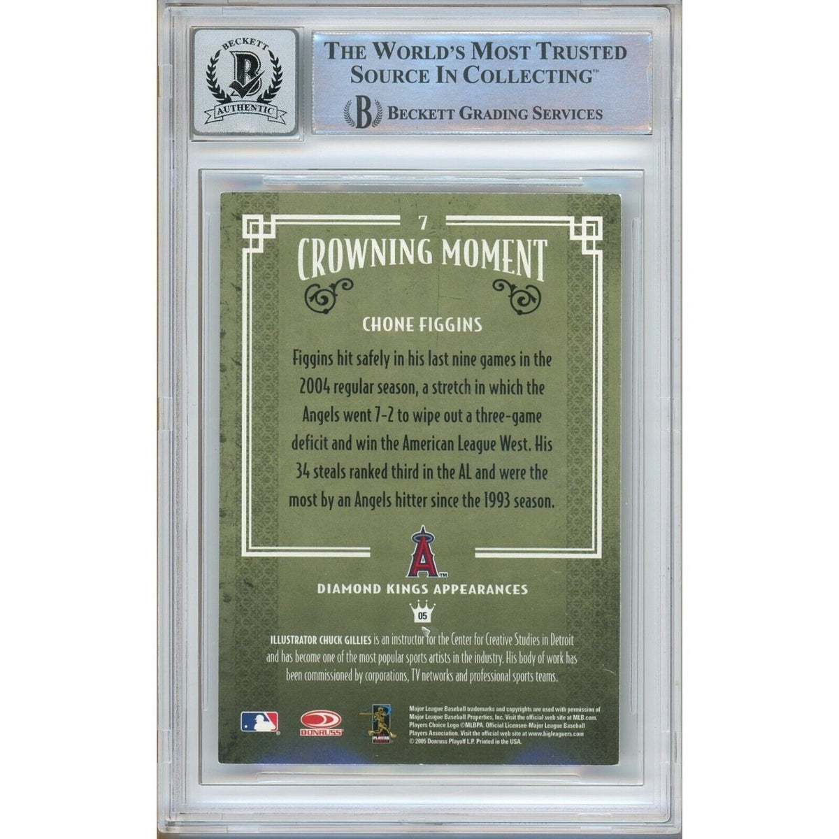 Chone Figgins Donruss Diamond Kings Signed Trading Card Beckett BAS