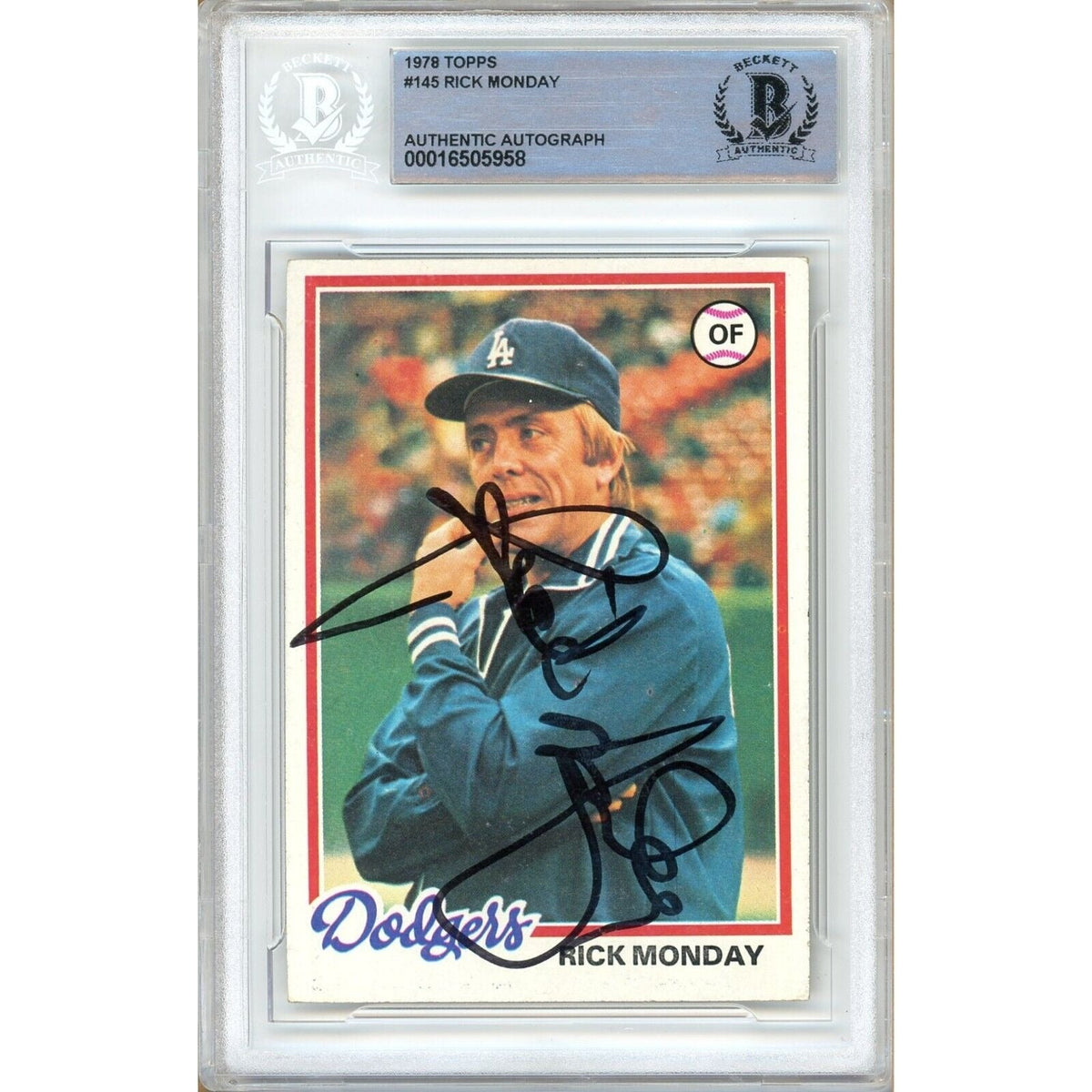 Rick Monday Los Angeles Dodgers Autographed Trading Card Beckett BAS