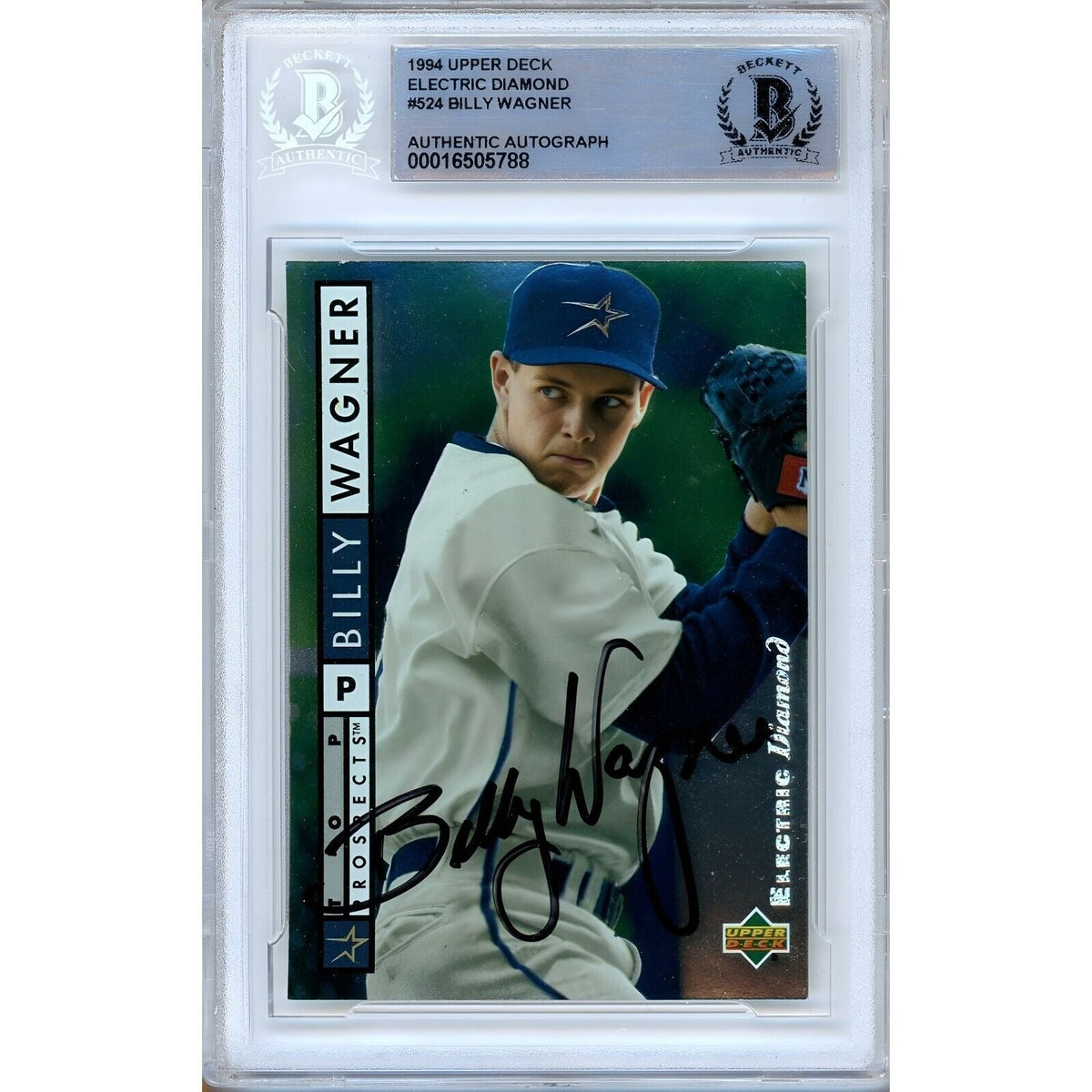 Billy Wagner Upper Deck Electric Diamond Autographed Trading Card Beckett BAS