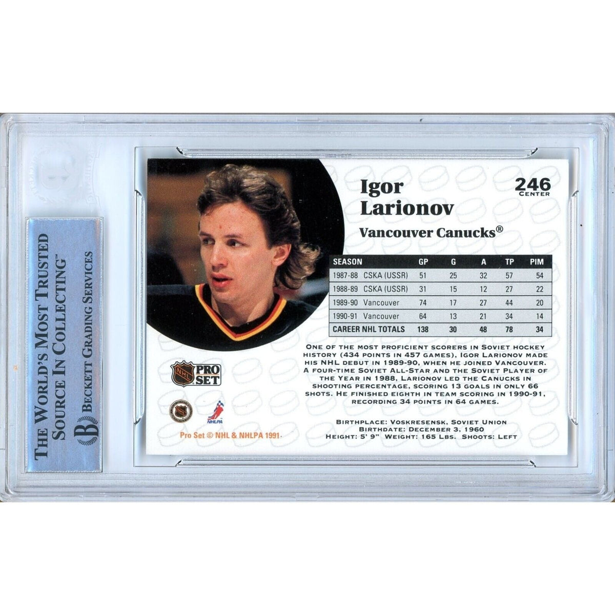Igor Larionov Pro Set Signed Trading Card Beckett BAS