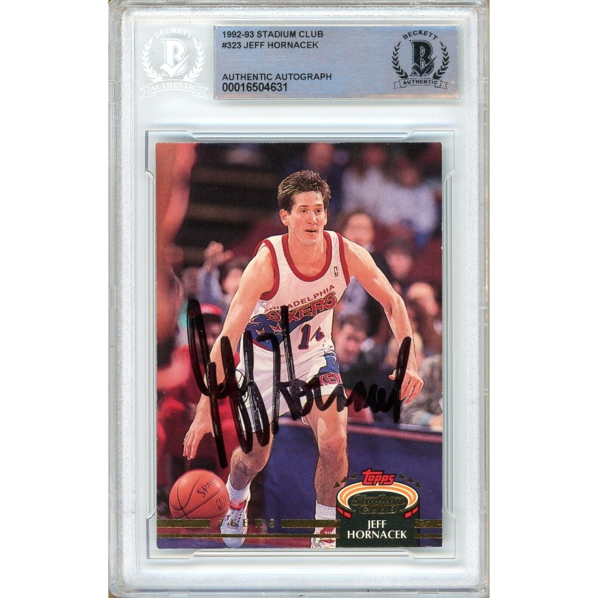 Jeff Hornacek Topps Stadium Club Autographed Trading Card Beckett BAS