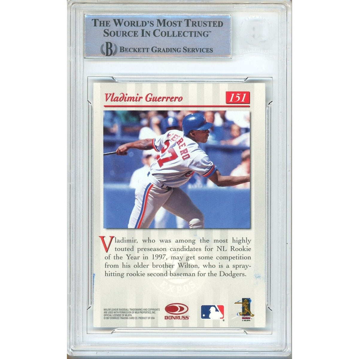 Vladimir Guerrero Montreal Expos Signed Trading Card Beckett BAS