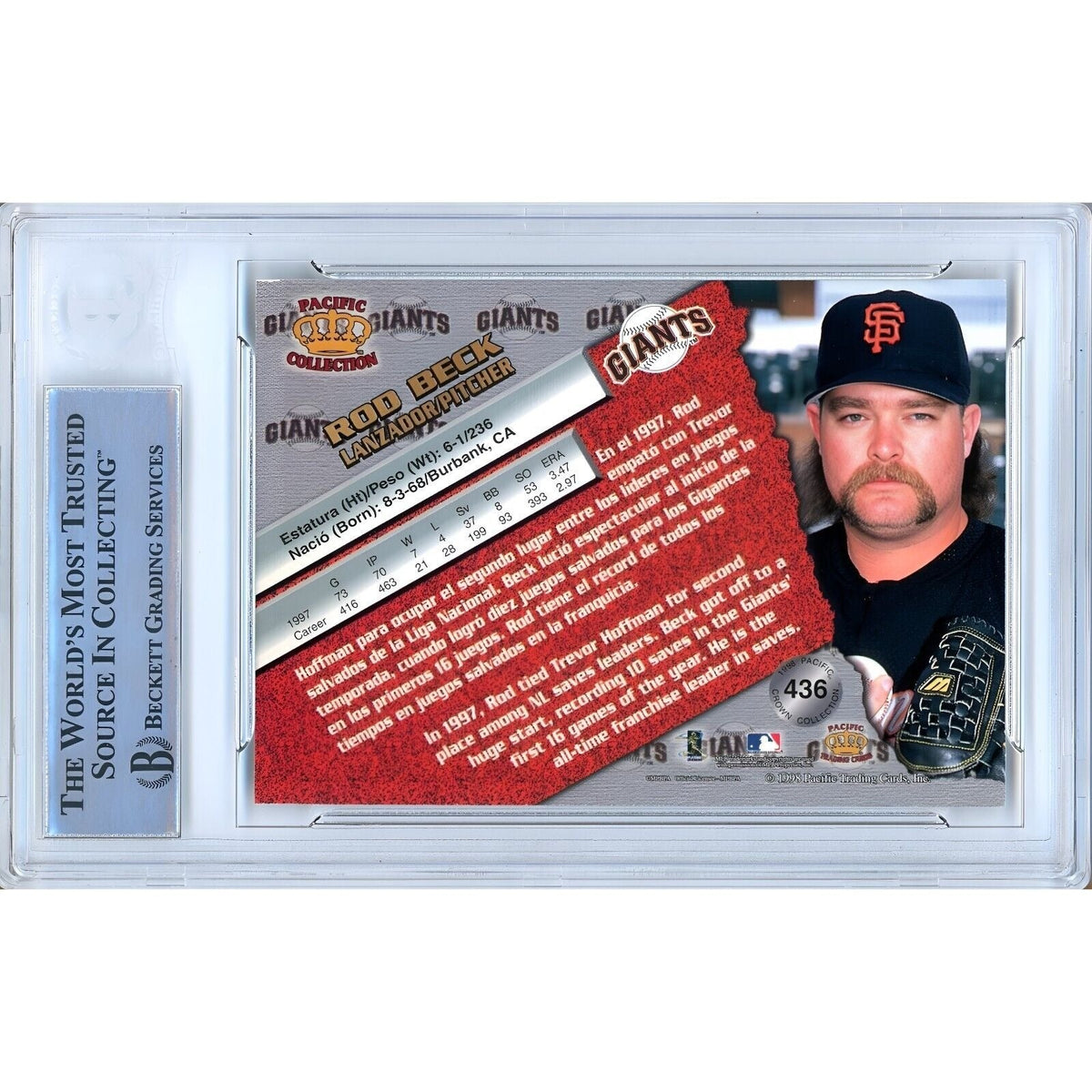 Rod Beck San Francisco Giants Signed Trading Card Beckett BAS