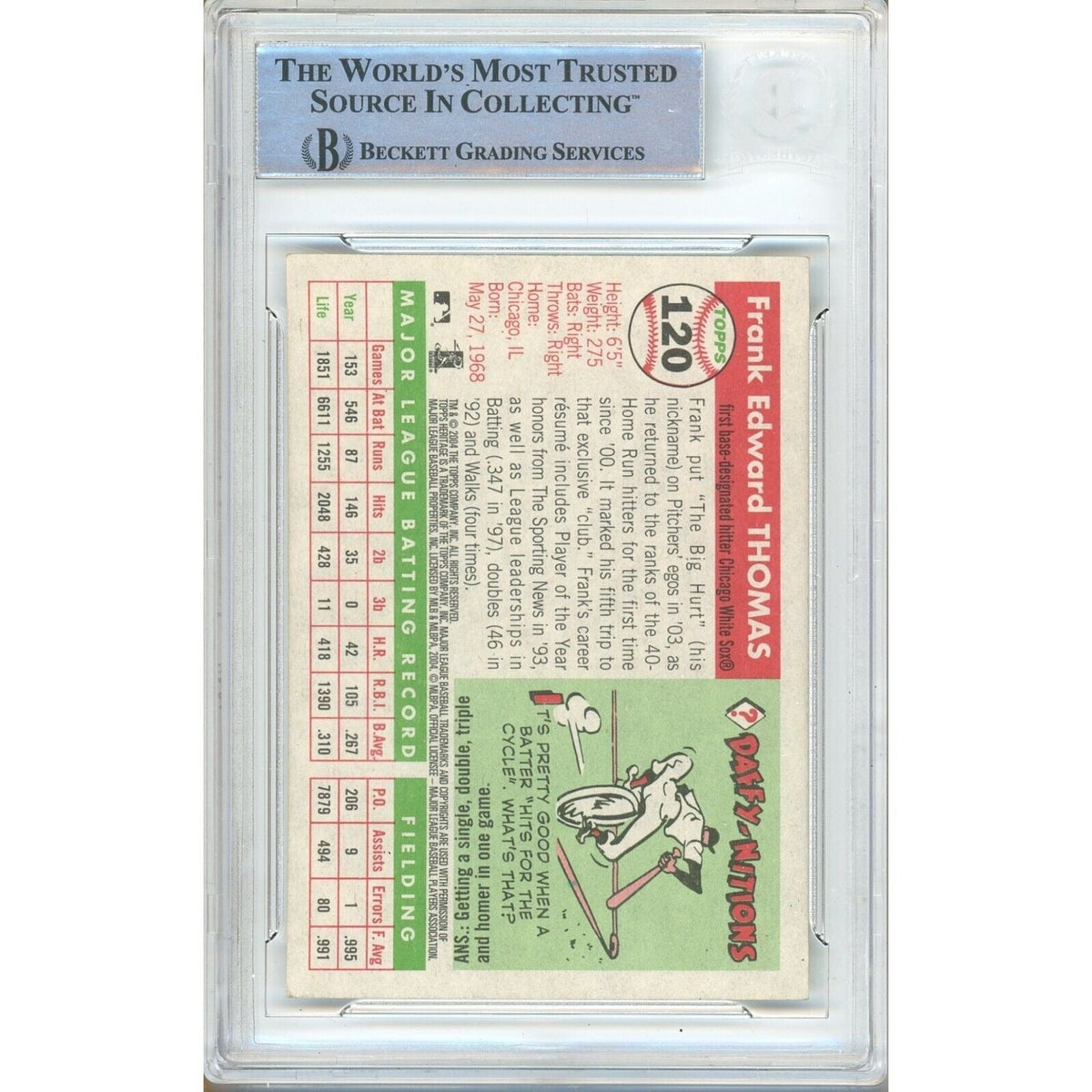 Frank Thomas Topps Heritage Auto Trading Card Beckett BAS