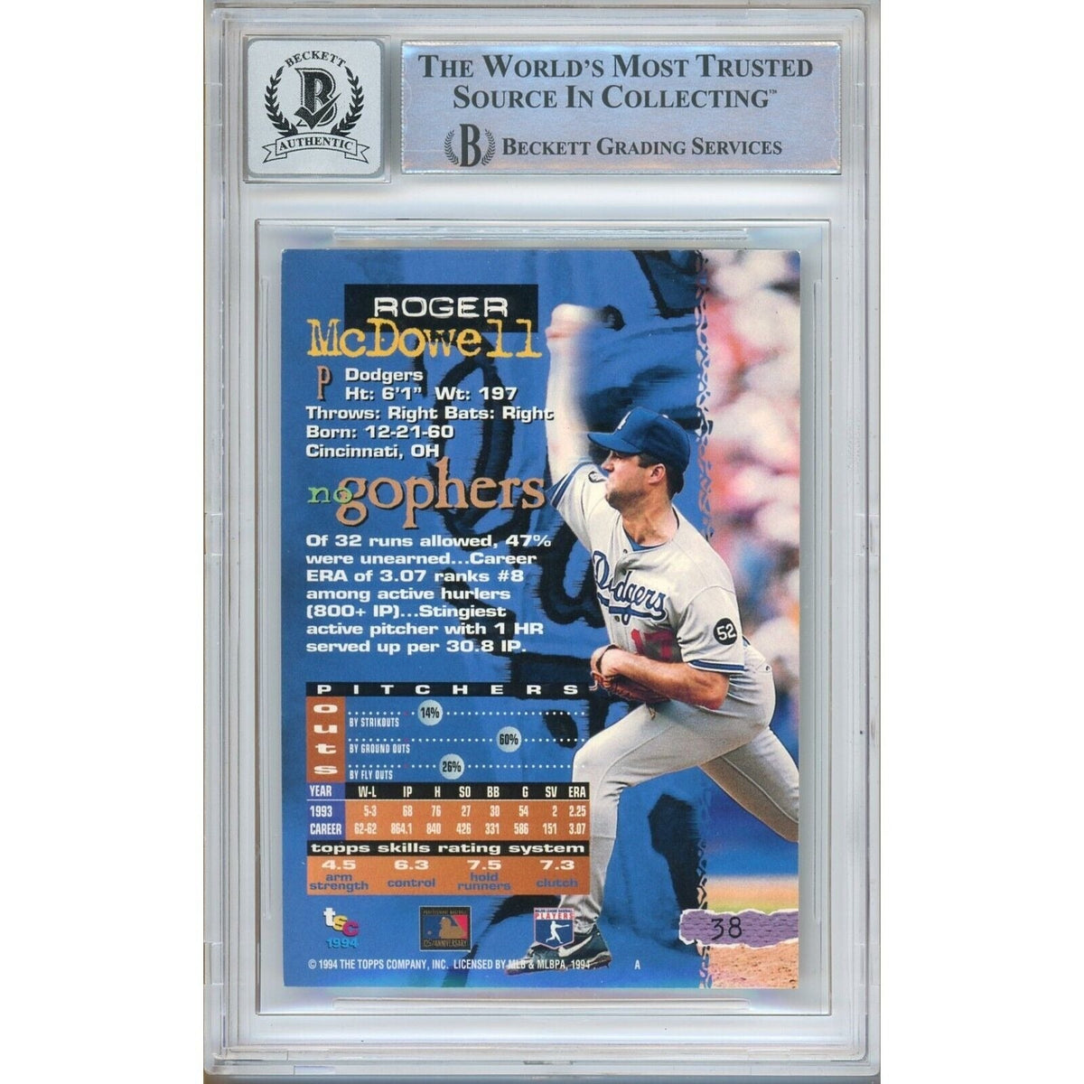Roger Los Angeles Dodgers Signed Trading Card Beckett BGS