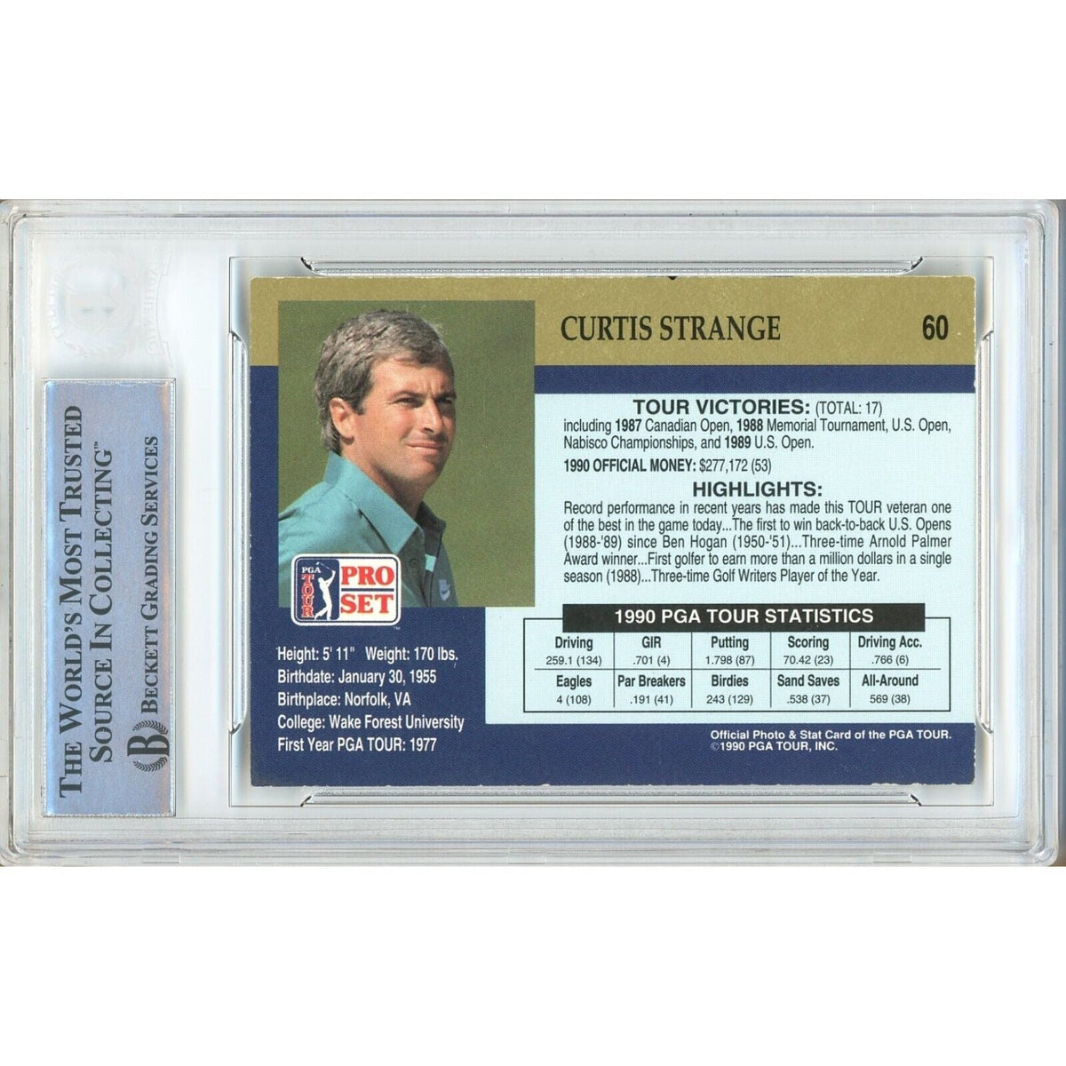 Curtis Strange Pro Set Signed Trading Card PSA