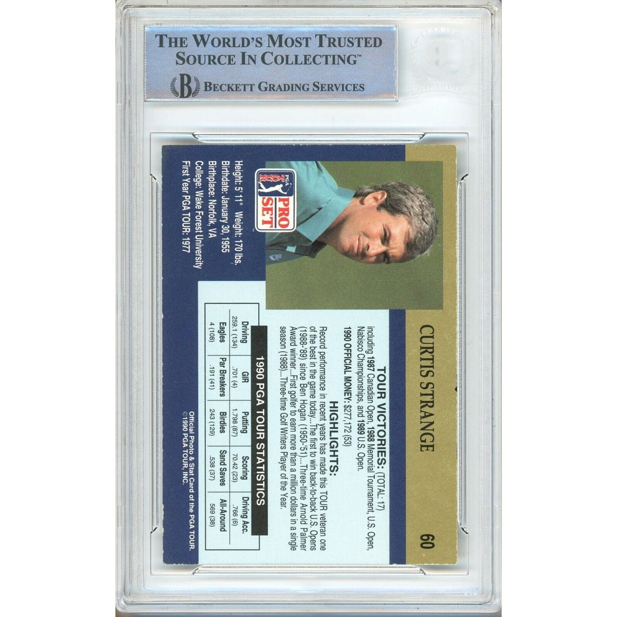 Curtis Strange Pro Set Autograph Trading Card PSA