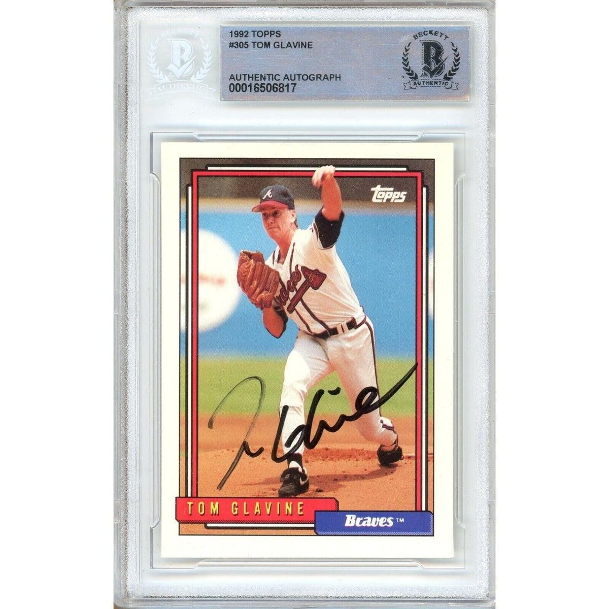 Tom Glavine Atlanta Braves Signed Autographed Trading Card Beckett BAS