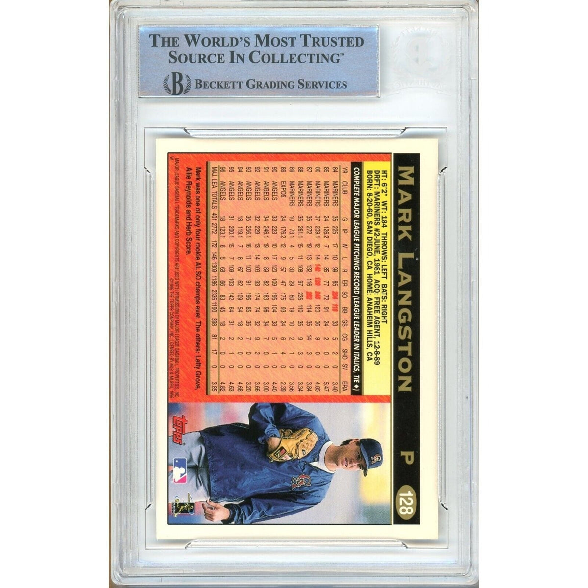 Mark Langston Autograph Trading Card Beckett BAS