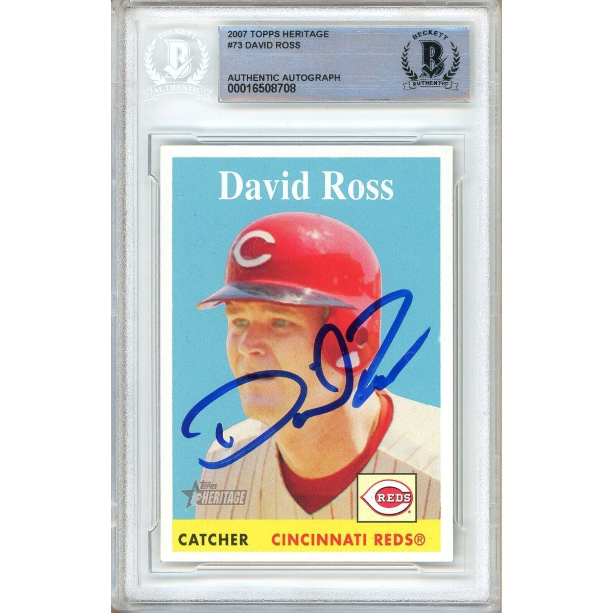 David Ross Topps Heritage Autographed Trading Card Beckett BAS