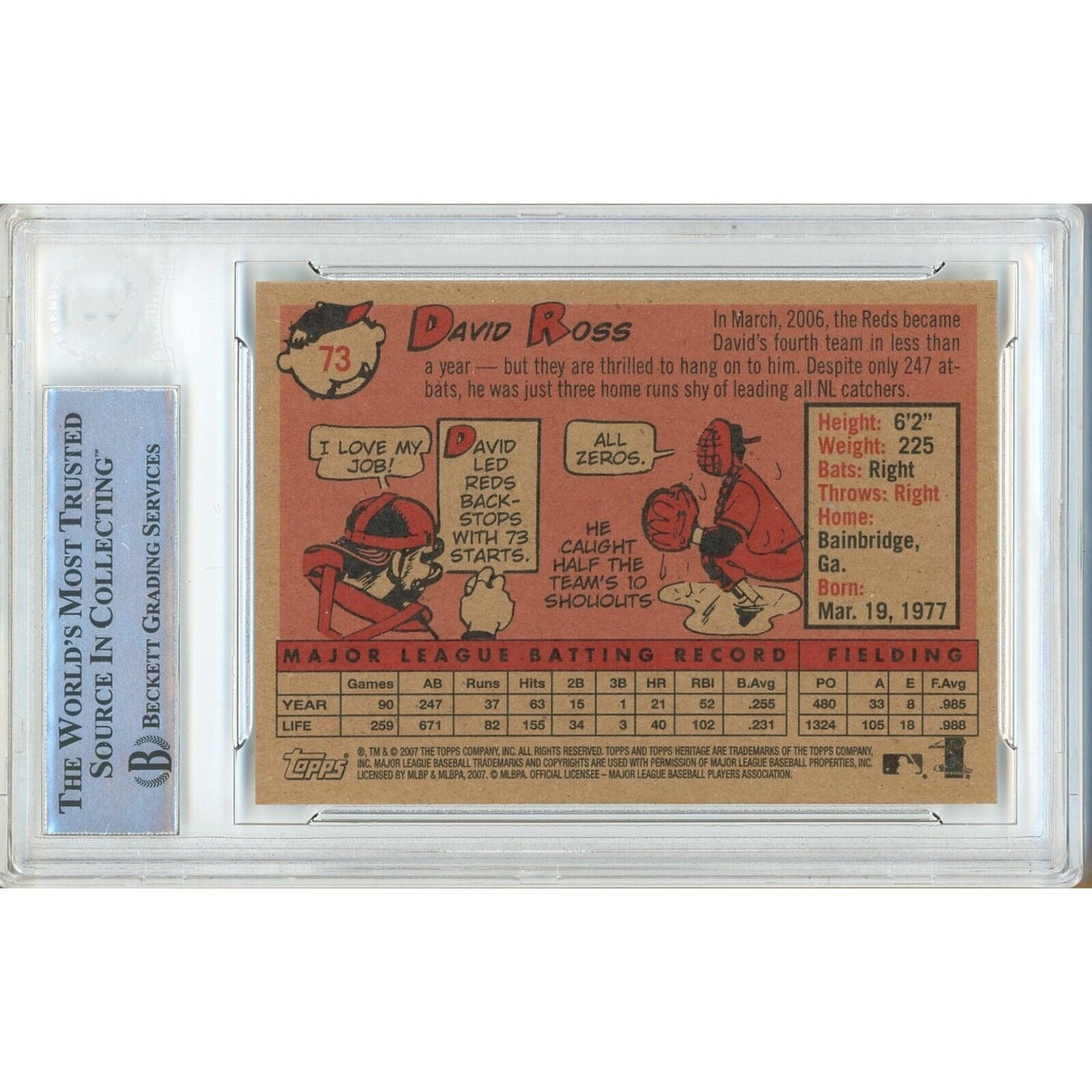 David Ross Topps Heritage Signed Trading Card Beckett BAS