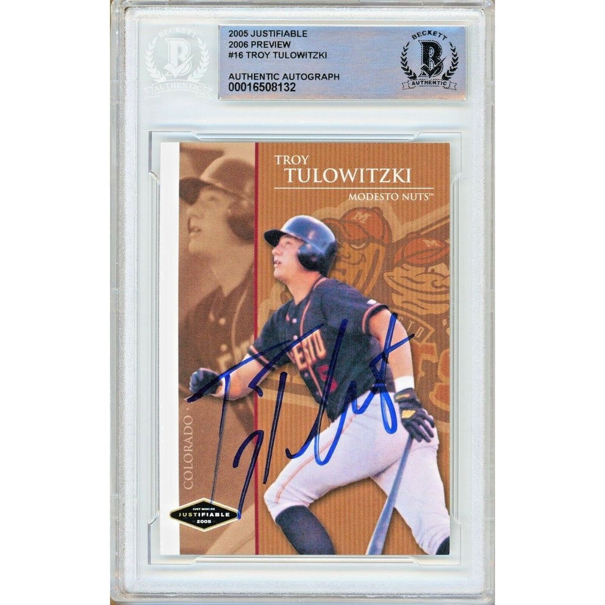 Troy Tulowitzki Colorado Rockies Signed Autographed Trading Card Beckett BAS