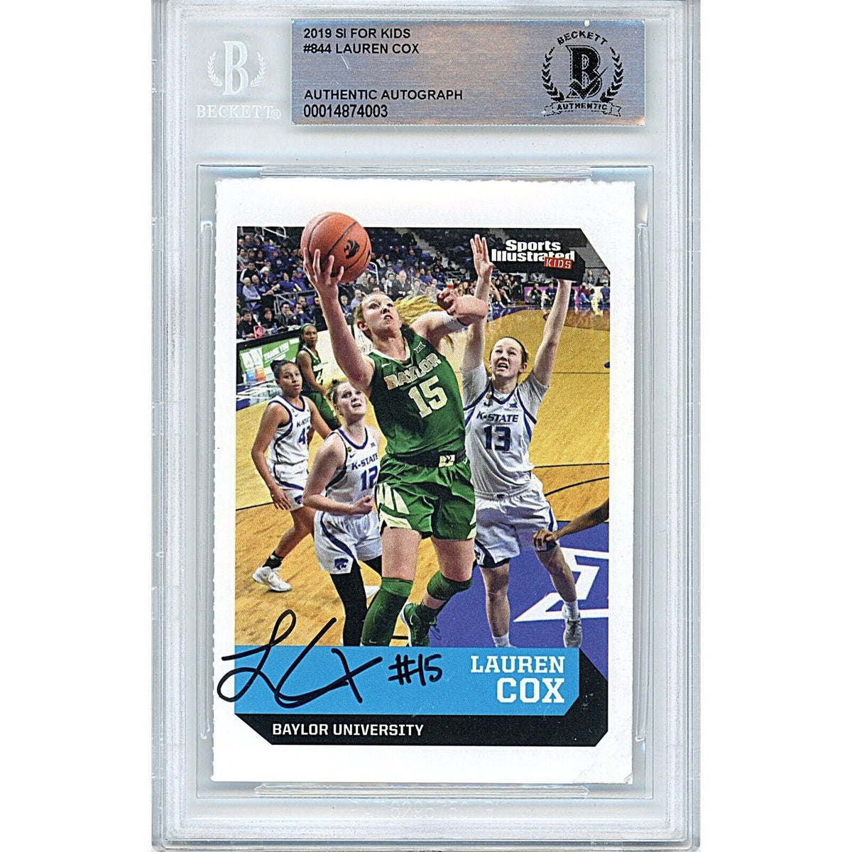 Lauren Cox Baylor Bears Autographed Trading Card Beckett BAS
