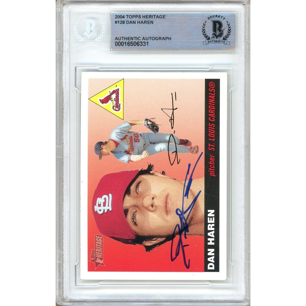 Dan Haren St Louis Cardinals Signed Trading Card Beckett BAS
