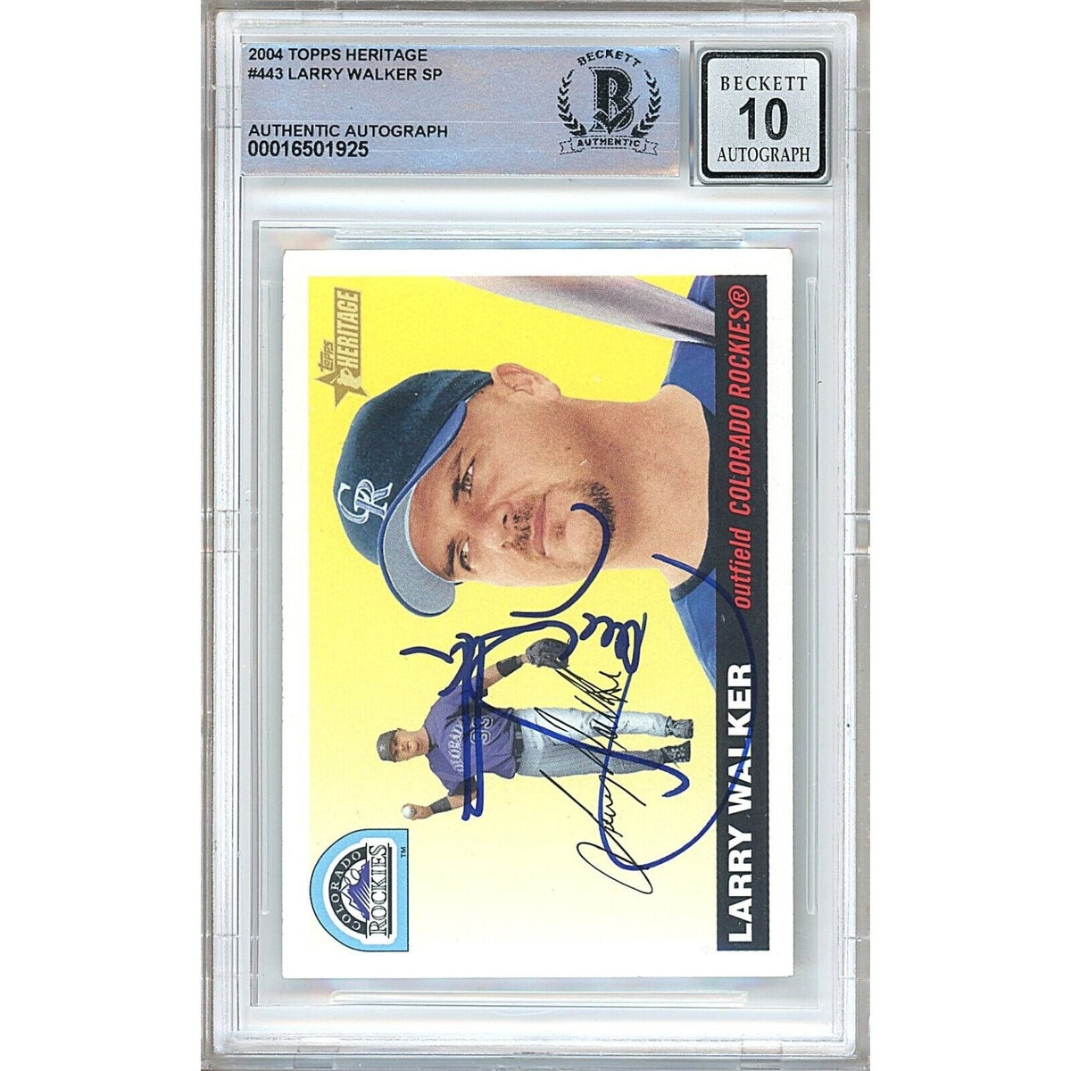 Larry Walker Topps Heritage Signed Trading Card Beckett BGS