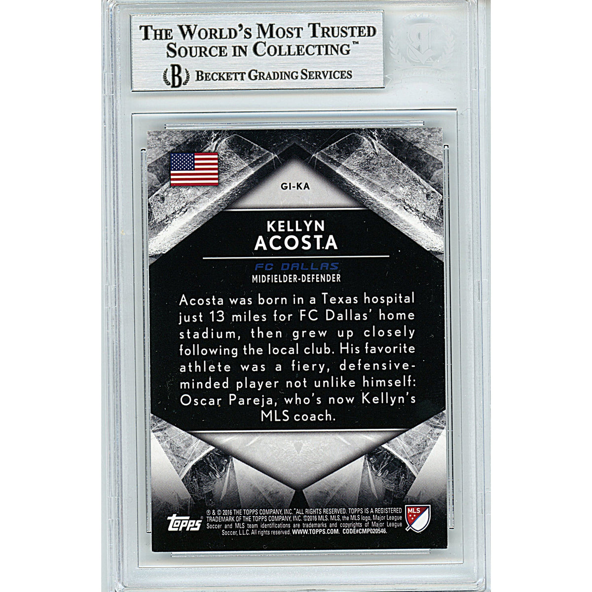 Kellyn Acosta Topps Apex Signed Trading Card Beckett BGS