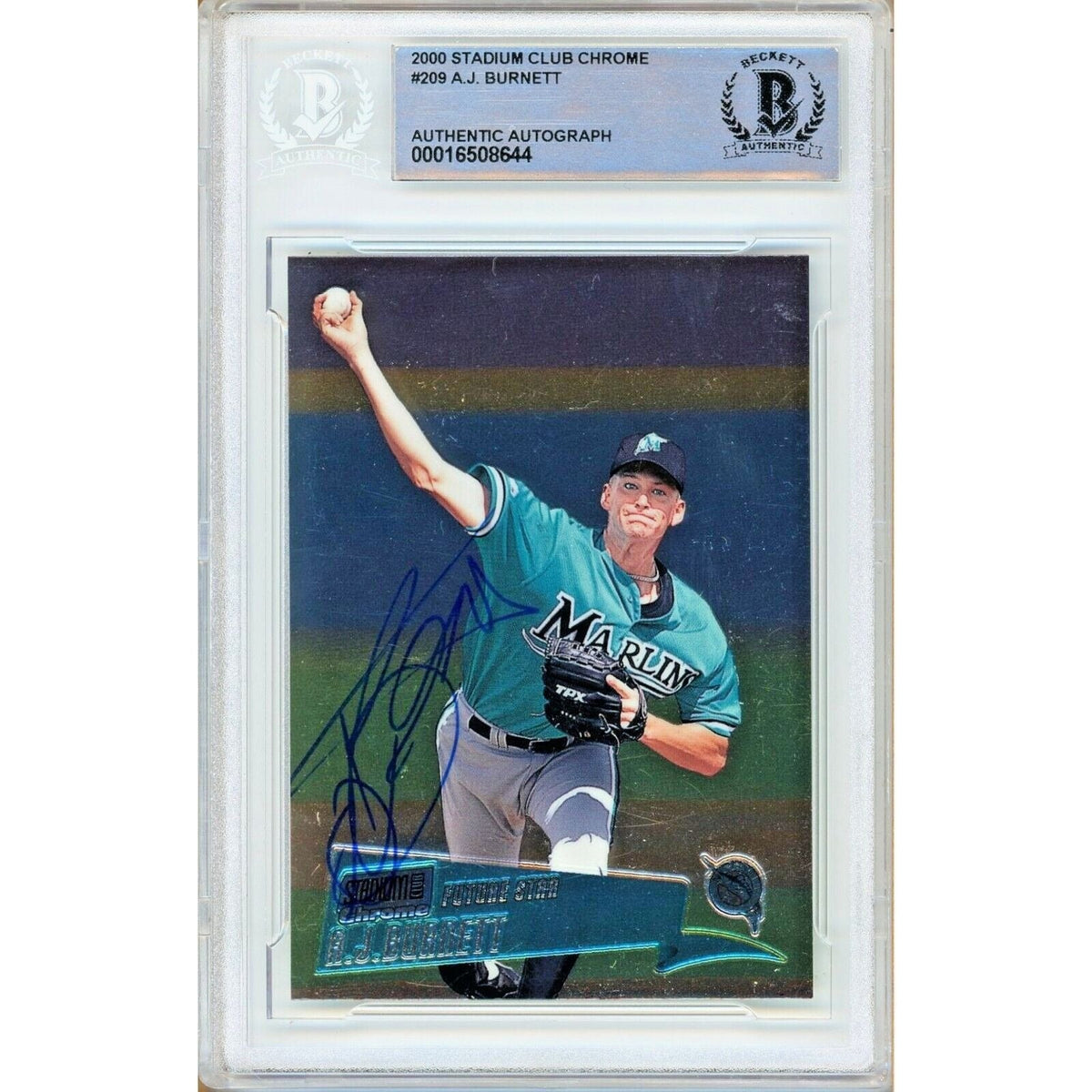 Aj Burnett Topps Stadium Club Autographed Trading Card Beckett BAS