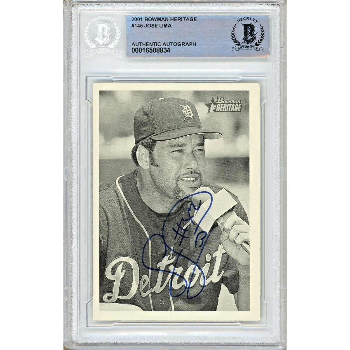 Jose Lima Bowman Heritage Autographed Trading Card Beckett BAS