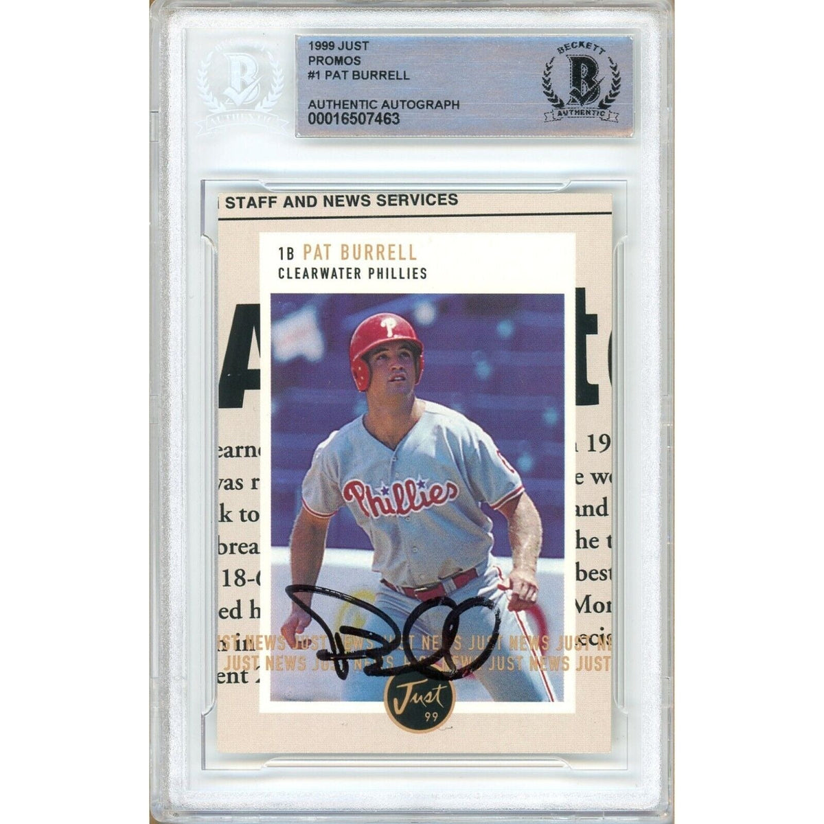 Pat Burrell Philadelphia Phillies Signed Autographed Trading Card Beckett BAS