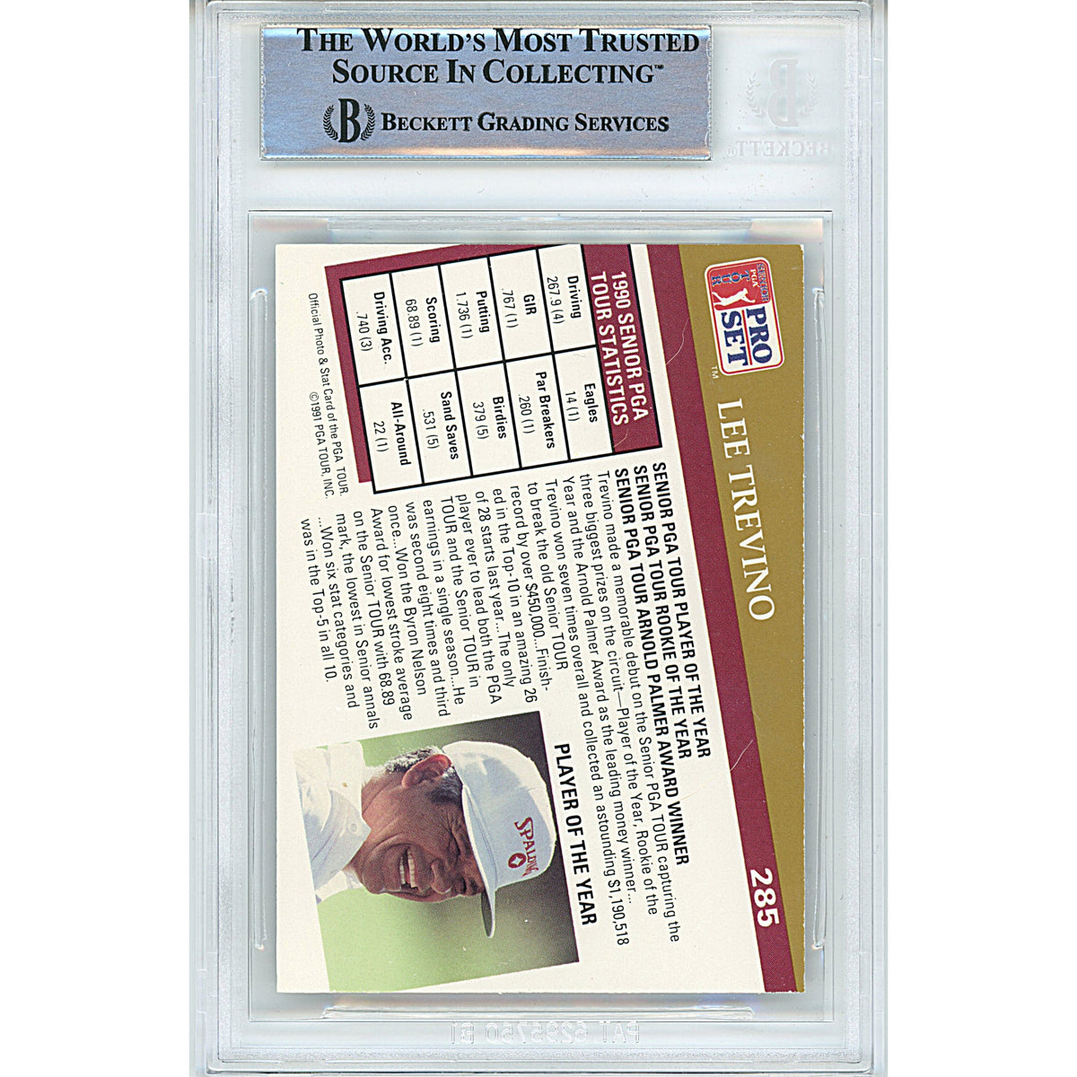 Lee Trevino Tour Pro Set Autograph Trading Card Beckett BGS
