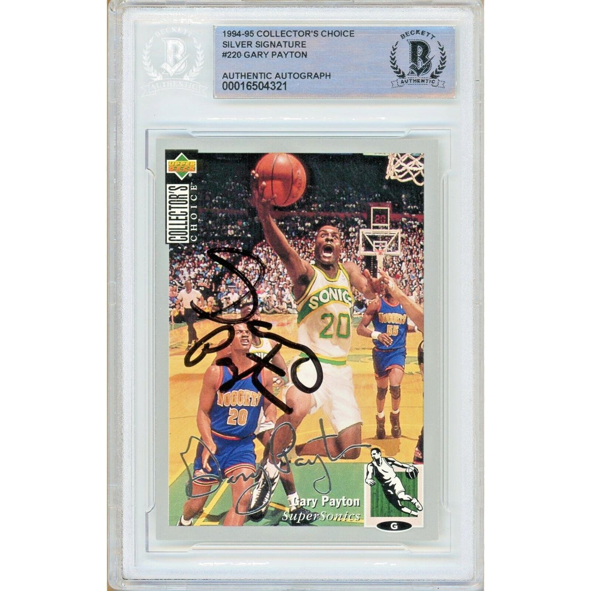 Gary Payton Collectors Choice Autographed Trading Card Beckett BAS