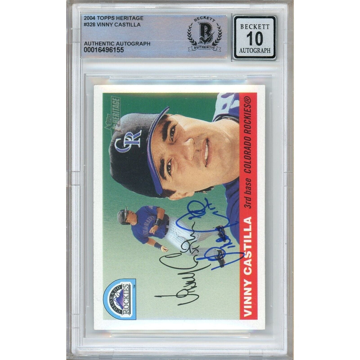 Vinny Castilla Colorado Rockies Signed Trading Card Beckett BGS