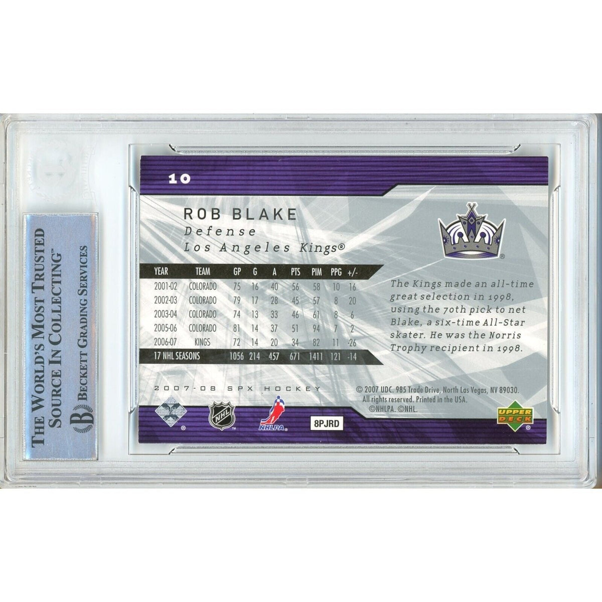 Rob Blake Los Angeles Kings Autograph Trading Card Beckett BAS