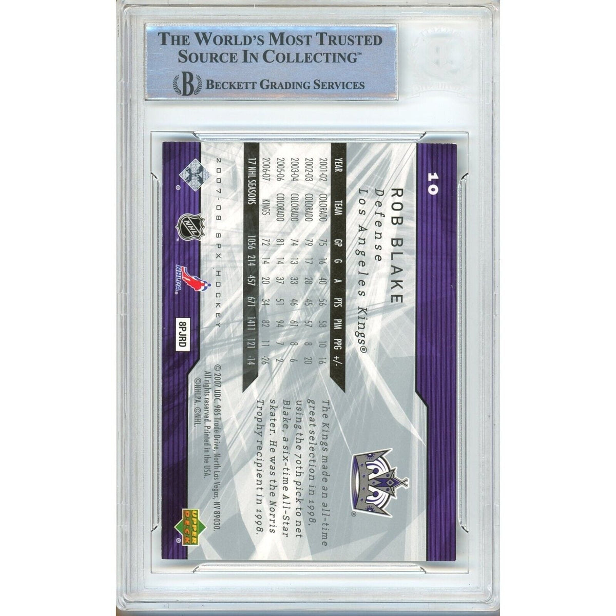Rob Blake Los Angeles Kings Auto Trading Card Beckett BAS