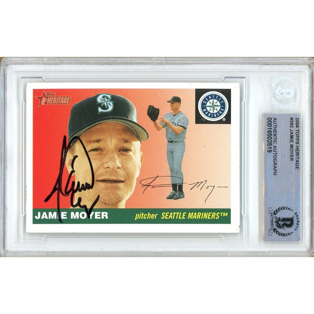 Jamie Moyer Topps Heritage Autographed Trading Card Beckett BAS